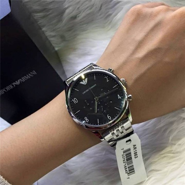 Armani手錶 阿曼尼手錶 男士不鏽鋼鏈三眼計時日曆防水石英錶 時尚簡約商務男錶AR1863-細節圖5