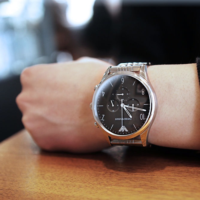 Armani手錶 阿曼尼手錶 男士不鏽鋼鏈三眼計時日曆防水石英錶 時尚簡約商務男錶AR1863-細節圖6