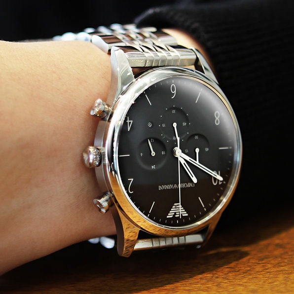 Armani手錶 阿曼尼手錶 男士不鏽鋼鏈三眼計時日曆防水石英錶 時尚簡約商務男錶AR1863-細節圖7