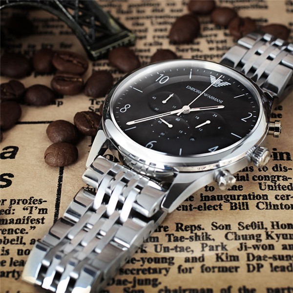 Armani手錶 阿曼尼手錶 男士不鏽鋼鏈三眼計時日曆防水石英錶 時尚簡約商務男錶AR1863-細節圖8