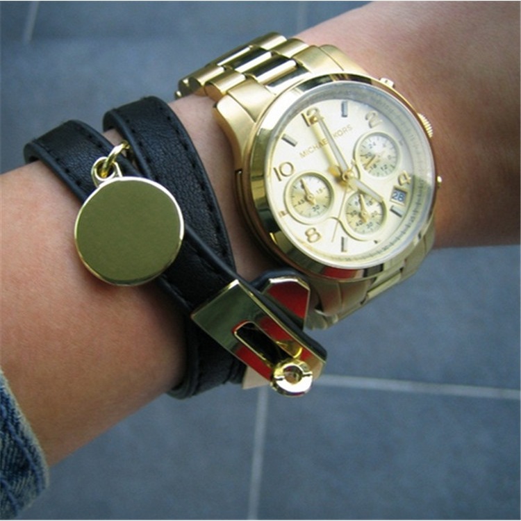 MICHAEL KORS手錶 大直徑手錶女 女生手錶 女錶 MK手錶 MK5055 金色不鏽鋼鏈三眼計時日曆防水石英錶-細節圖4