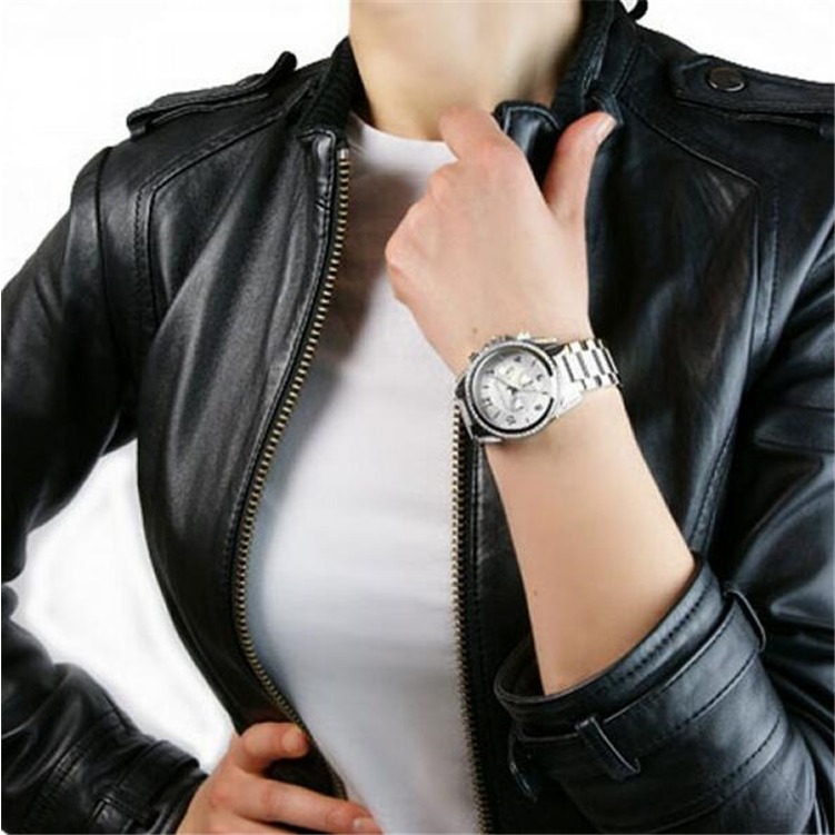 Michael kors手錶 時尚女錶 MK手錶 時尚鑲鑽圓盤女士腕錶 銀色 三眼計時日曆不鏽鋼鏈石英錶MK5165-細節圖7