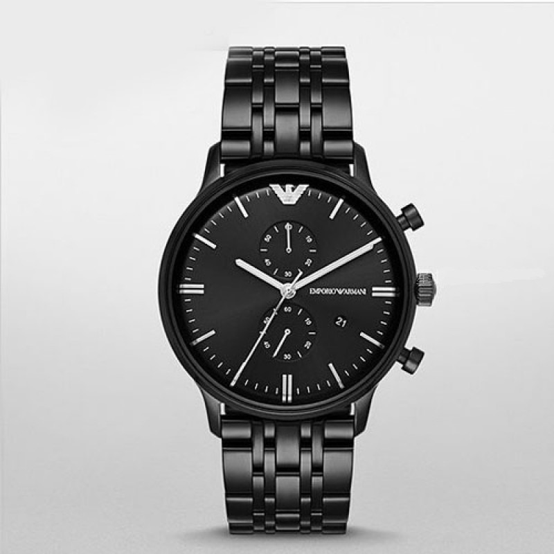 ARMANI手錶 阿曼尼手錶 三眼計時男錶 商務休閒石英錶 酷黑色不鏽鋼鏈防水計時男士腕錶AR1934-細節圖3