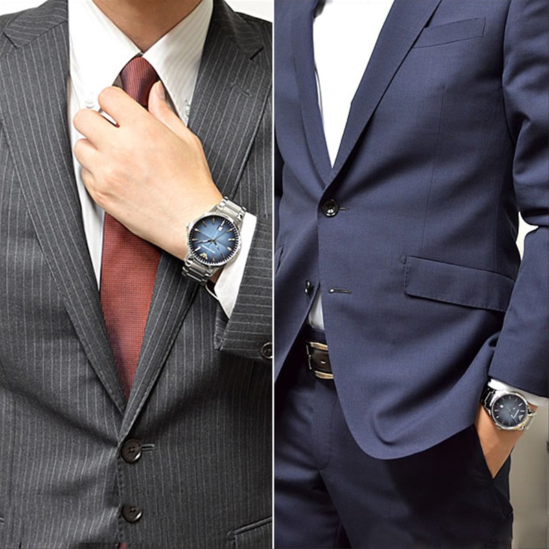 ARMANI手錶 阿曼尼手錶 藍色漸變色不鏽鋼鏈石英錶 圓形時尚休閒商務男錶AR2472-細節圖5