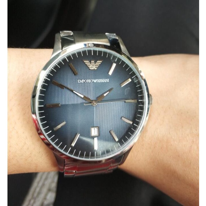 ARMANI手錶 阿曼尼手錶 藍色漸變色不鏽鋼鏈石英錶 圓形時尚休閒商務男錶AR2472-細節圖7