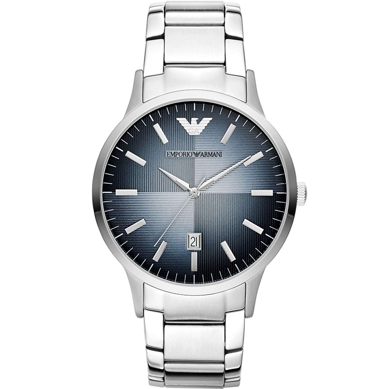 ARMANI手錶 阿曼尼手錶 藍色漸變色不鏽鋼鏈石英錶 圓形時尚休閒商務男錶AR2472-細節圖9
