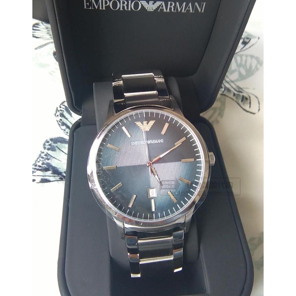 ARMANI手錶 阿曼尼手錶 藍色漸變色不鏽鋼鏈石英錶 圓形時尚休閒商務男錶AR2472-細節圖11