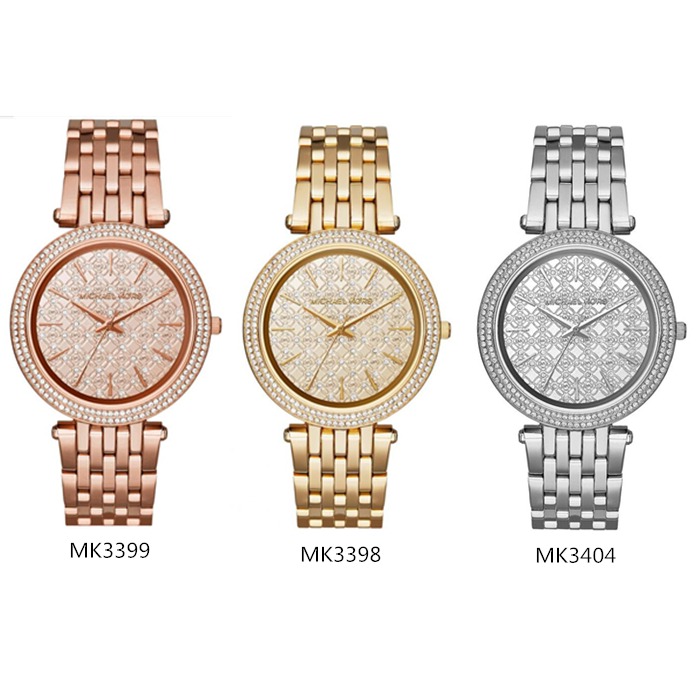 Michael Kors手錶 MK手錶 玫瑰金色 銀色女生鑲鑽不鏽鋼鏈石英錶 時尚潮流精品錶MK3399-細節圖2