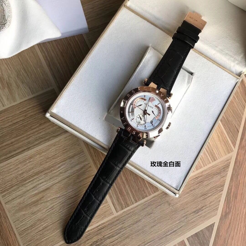 VERSACE手錶 凡賽斯手錶 時尚運動男錶 小醜真皮錶帶黑面瑞士石英男錶 時尚潮流男士腕錶23C80D008S497-細節圖7