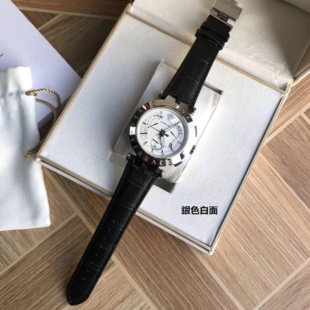 VERSACE手錶 凡賽斯手錶 時尚運動男錶 小醜真皮錶帶黑面瑞士石英男錶 時尚潮流男士腕錶23C80D008S497-細節圖8
