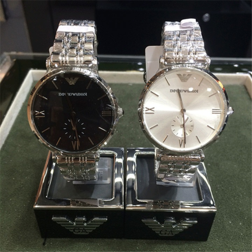 Armani手錶 阿曼尼手錶 經典商務銀色不鏽鋼鏈計時日曆男錶 簡約時尚休閒石英錶AR1819