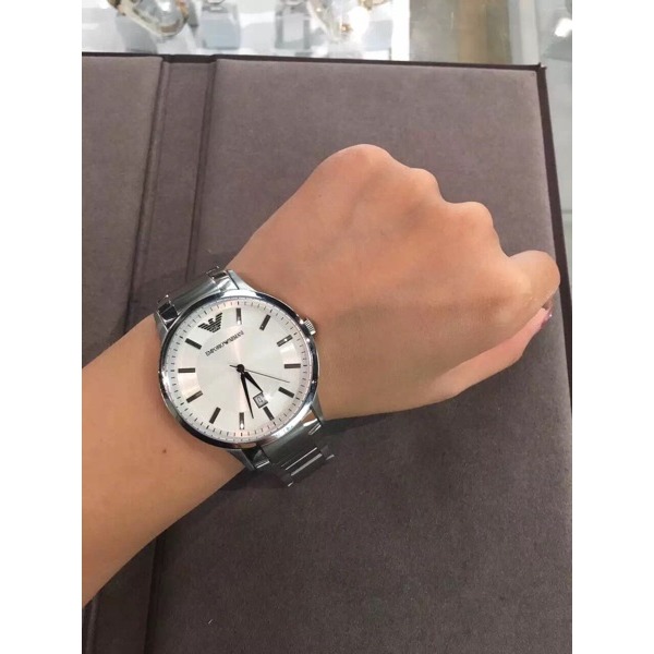 Emporio Armani手錶 阿瑪尼手錶男 阿曼尼男錶 銀色鋼鏈時尚簡約商務休閒男士腕錶AR2430-細節圖4