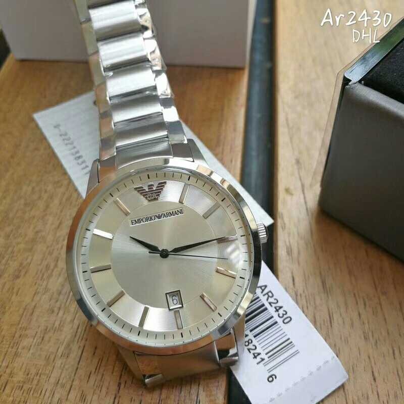 Emporio Armani手錶 阿瑪尼手錶男 阿曼尼男錶 銀色鋼鏈時尚簡約商務休閒男士腕錶AR2430-細節圖8