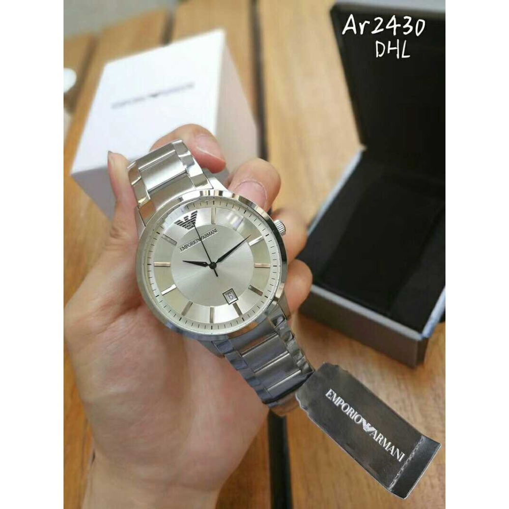 Emporio Armani手錶 阿瑪尼手錶男 阿曼尼男錶 銀色鋼鏈時尚簡約商務休閒男士腕錶AR2430-細節圖10