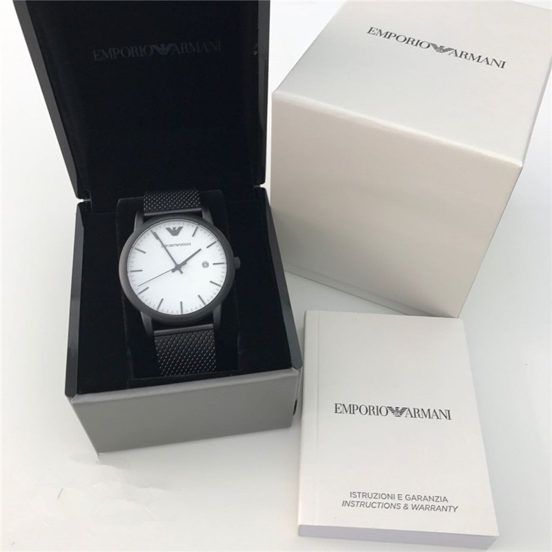 男生手錶 Armani手錶男 阿曼尼男錶 亞光黑色不鏽鋼鏈石英男士手錶 超薄簡約時尚AR11046-細節圖6