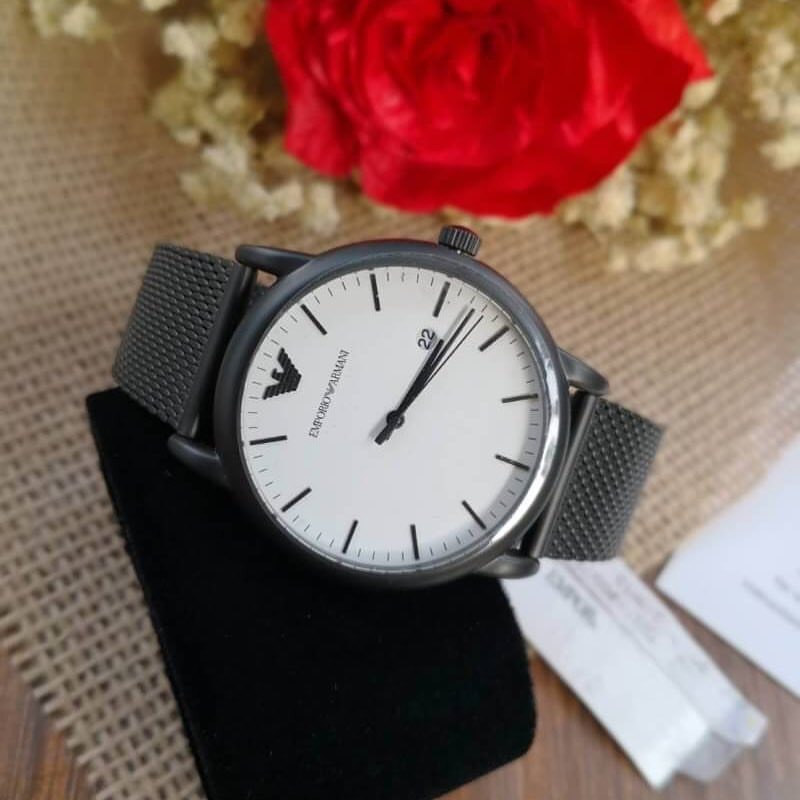 男生手錶 Armani手錶男 阿曼尼男錶 亞光黑色不鏽鋼鏈石英男士手錶 超薄簡約時尚AR11046-細節圖7