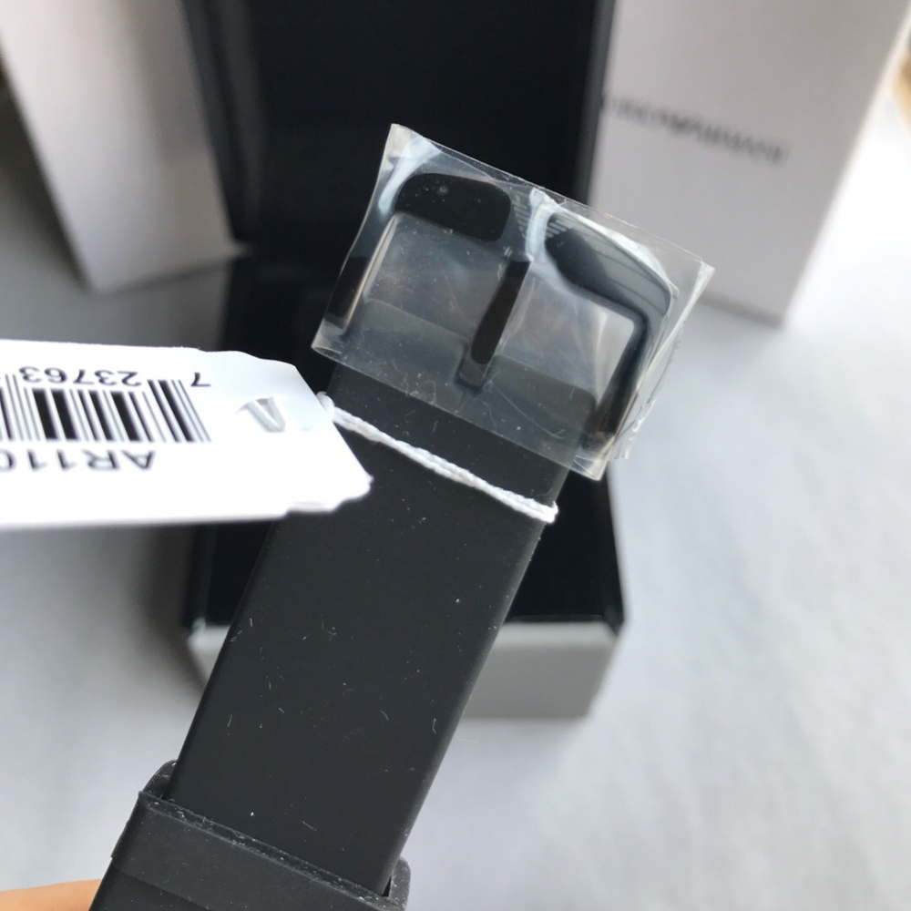 Armani手錶 阿瑪尼手錶男 阿曼尼男錶 新款橡膠錶帶三眼日曆 時尚簡約黑色白面石英男士腕錶AR11048-細節圖10
