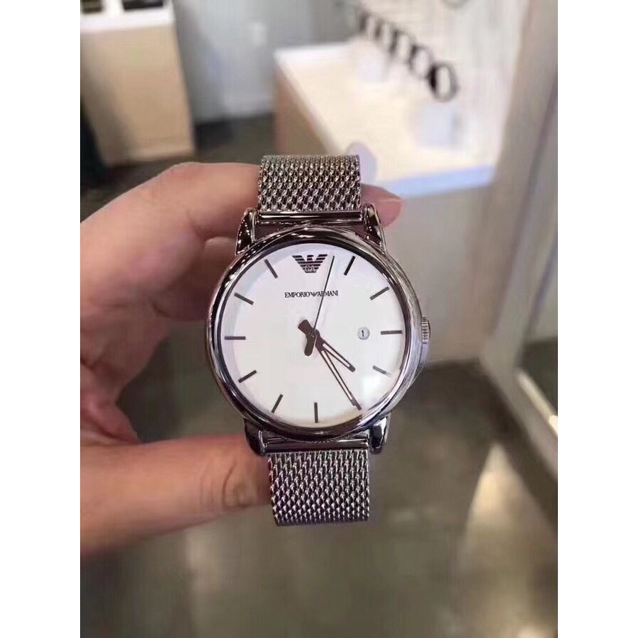 Armani手錶 大直徑手錶男 阿曼尼手錶 男士簡約時尚腕錶編織鋼鏈日曆石英男錶AR1812-細節圖2