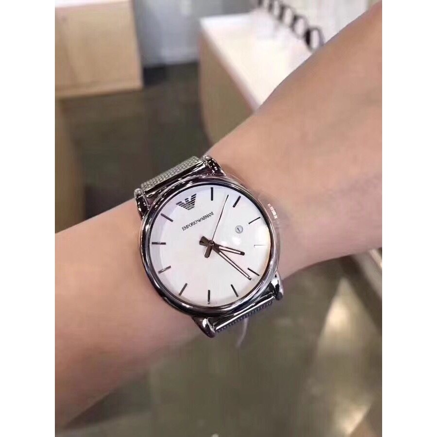 Armani手錶 大直徑手錶男 阿曼尼手錶 男士簡約時尚腕錶編織鋼鏈日曆石英男錶AR1812-細節圖3