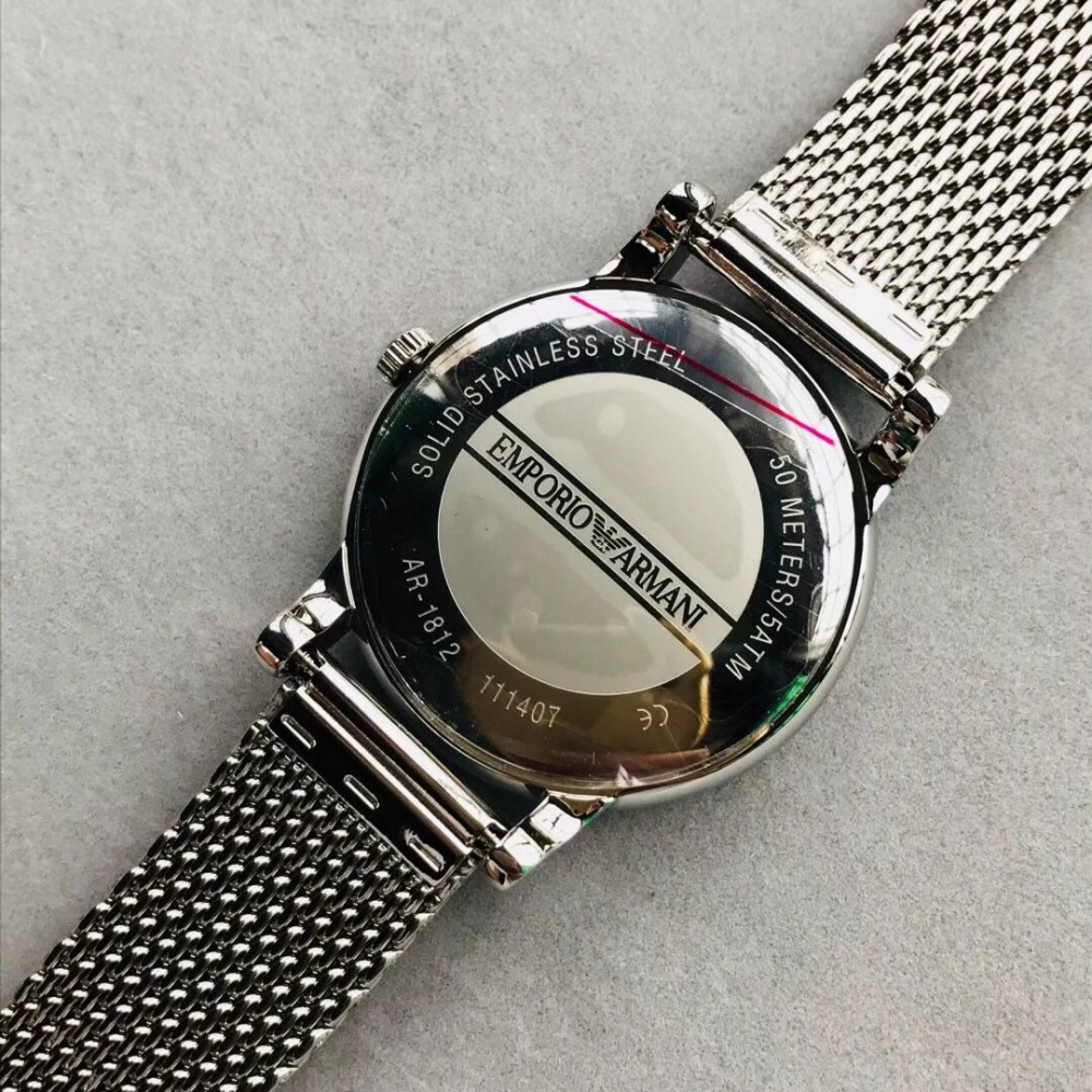 Armani手錶 大直徑手錶男 阿曼尼手錶 男士簡約時尚腕錶編織鋼鏈日曆石英男錶AR1812-細節圖10
