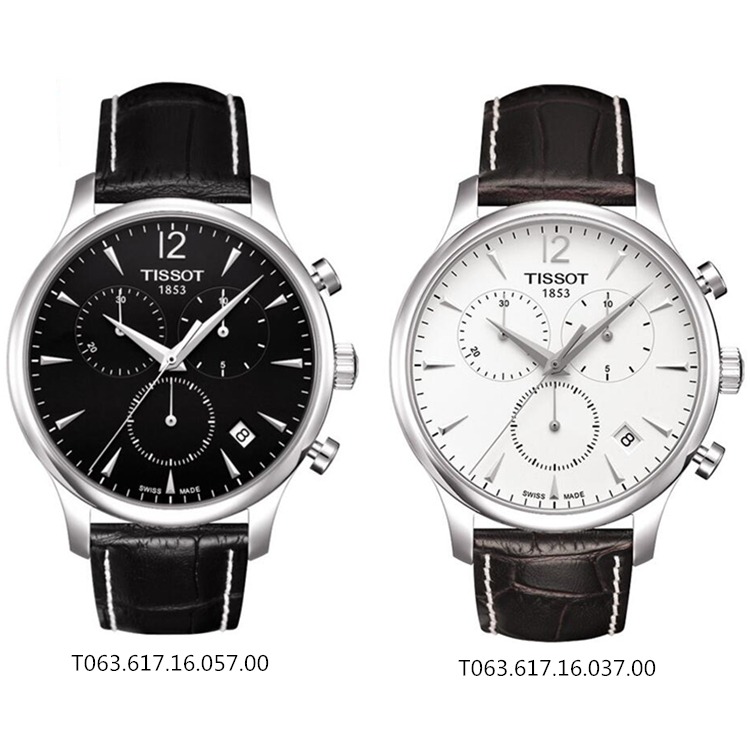 天梭手錶 TISSOT男錶 俊雅系列瑞士石英錶 黑色皮帶三眼計時日曆手錶T063.617.16.057.00-細節圖2