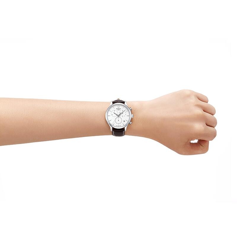 天梭手錶 TISSOT男錶 俊雅系列瑞士石英錶 黑色皮帶三眼計時日曆手錶T063.617.16.057.00-細節圖5