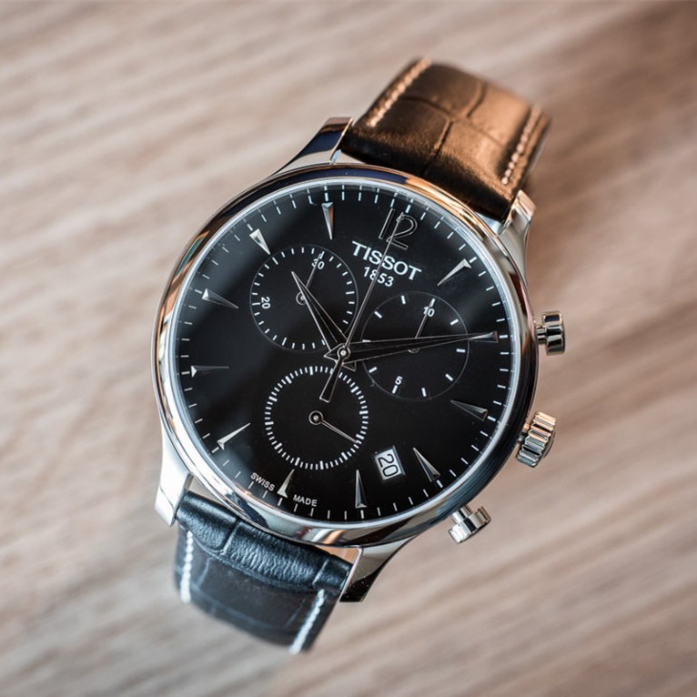 天梭手錶 TISSOT男錶 俊雅系列瑞士石英錶 黑色皮帶三眼計時日曆手錶T063.617.16.057.00-細節圖8