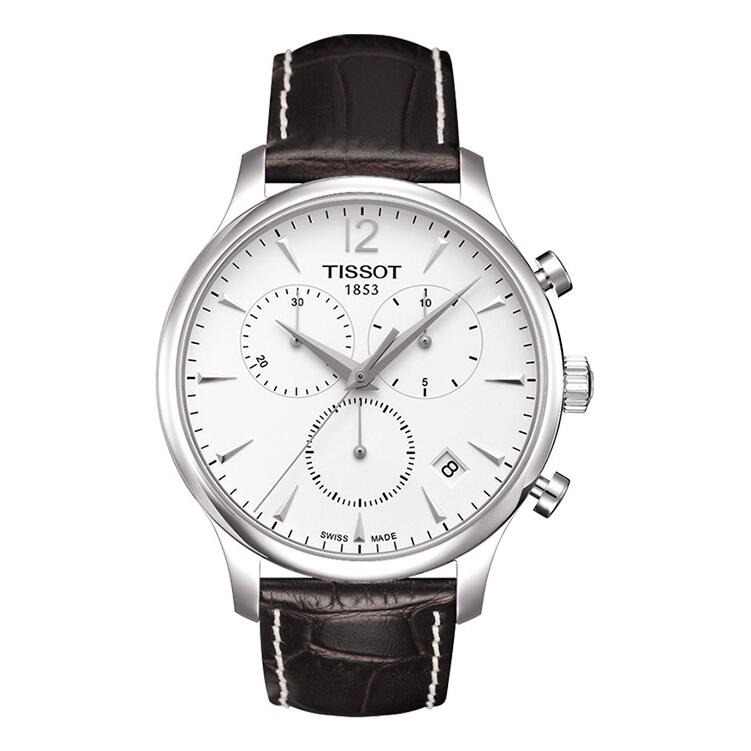 天梭手錶 TISSOT男錶 俊雅系列瑞士石英錶 黑色皮帶三眼計時日曆手錶T063.617.16.057.00-細節圖10