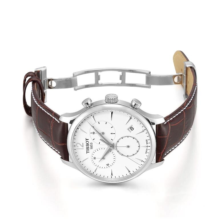 天梭手錶 TISSOT男錶 俊雅系列瑞士石英錶 黑色皮帶三眼計時日曆手錶T063.617.16.057.00-細節圖11