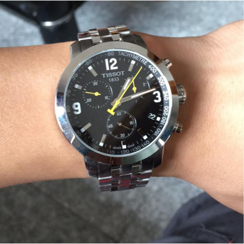 Tissot手錶天梭男錶 駿馳200系列運動防水石英錶 三眼計時日曆不鏽鋼鏈男士腕錶T055.417.11.057.00