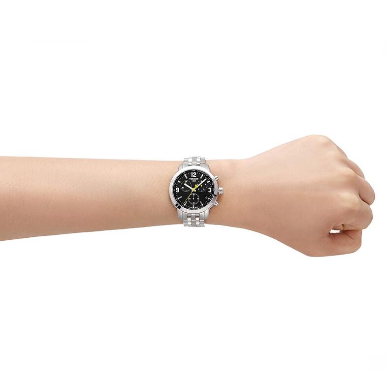 Tissot手錶天梭男錶 駿馳200系列運動防水石英錶 三眼計時日曆不鏽鋼鏈男士腕錶T055.417.11.057.00-細節圖4