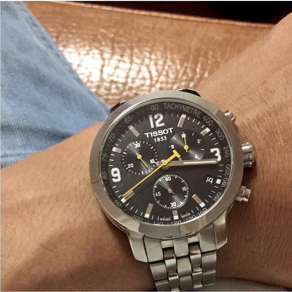 Tissot手錶天梭男錶 駿馳200系列運動防水石英錶 三眼計時日曆不鏽鋼鏈男士腕錶T055.417.11.057.00-細節圖6