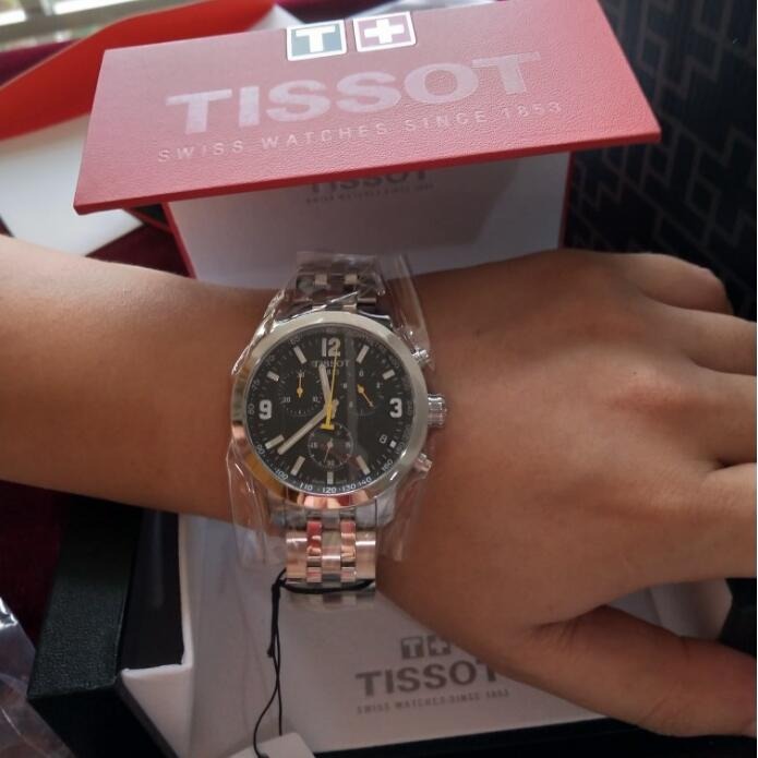 Tissot手錶天梭男錶 駿馳200系列運動防水石英錶 三眼計時日曆不鏽鋼鏈男士腕錶T055.417.11.057.00-細節圖7