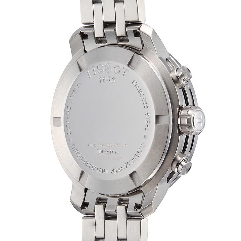 Tissot手錶天梭男錶 駿馳200系列運動防水石英錶 三眼計時日曆不鏽鋼鏈男士腕錶T055.417.11.057.00-細節圖9