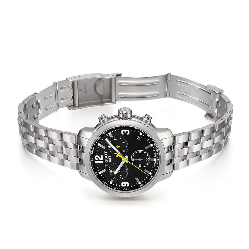 Tissot手錶天梭男錶 駿馳200系列運動防水石英錶 三眼計時日曆不鏽鋼鏈男士腕錶T055.417.11.057.00-細節圖10