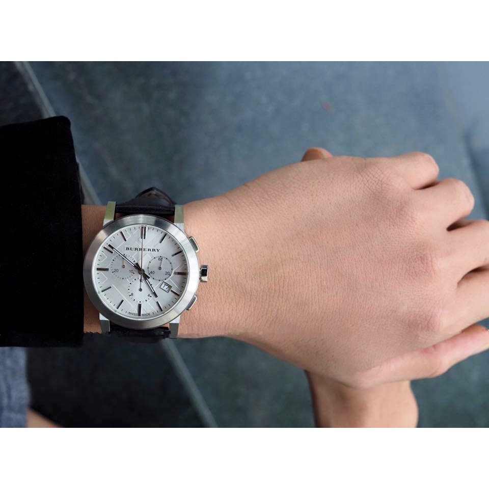 Burberry手錶 男生手錶 商務休閒腕錶男 戰馬手錶 大直徑三眼計時時尚潮流石英錶 真皮錶帶男士腕錶BU9355-細節圖4