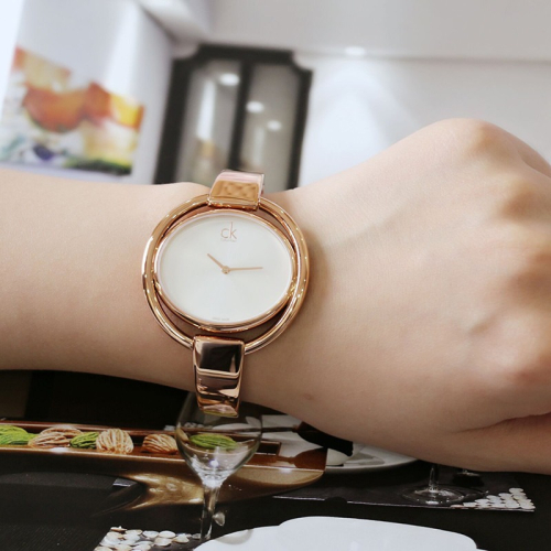 CalvinKlein手錶 瑞士CK手錶女 玫瑰金色女生手鐲錶 時尚潮流石英錶 防水女錶K4F2N616