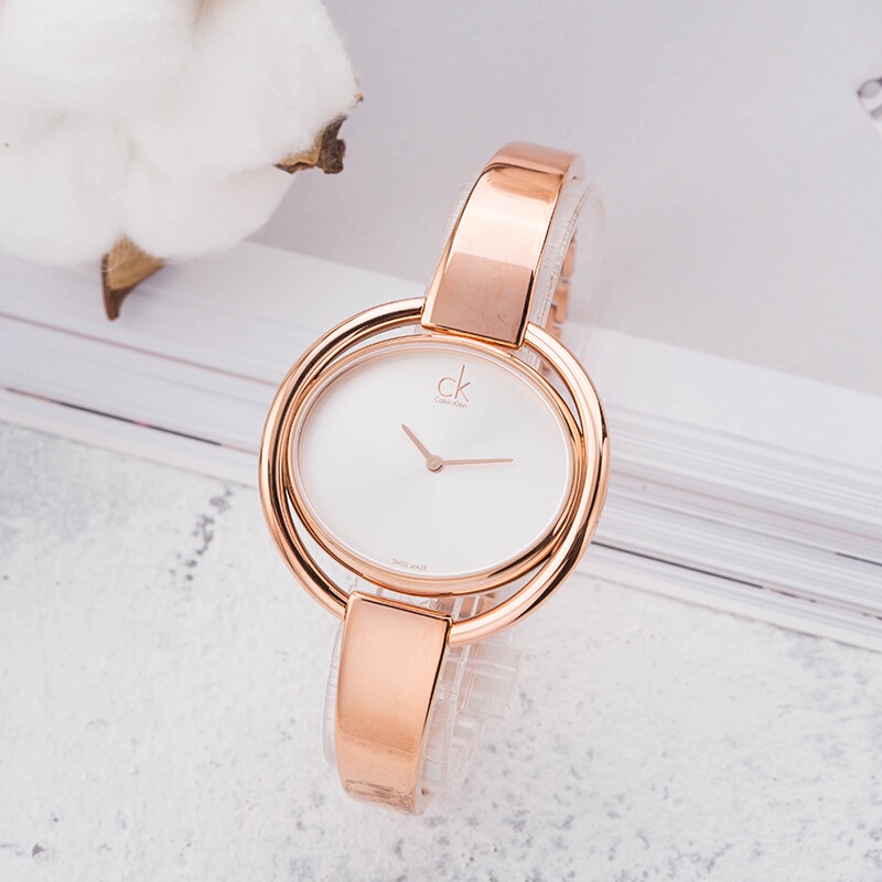 CalvinKlein手錶 瑞士CK手錶女 玫瑰金色女生手鐲錶 時尚潮流石英錶 防水女錶K4F2N616-細節圖7