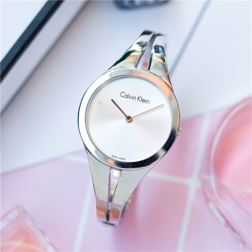 凱文克萊CalvinKlein ck手錶 手鐲款女生石英錶 時尚潮流玫瑰金色女錶K7W2M616