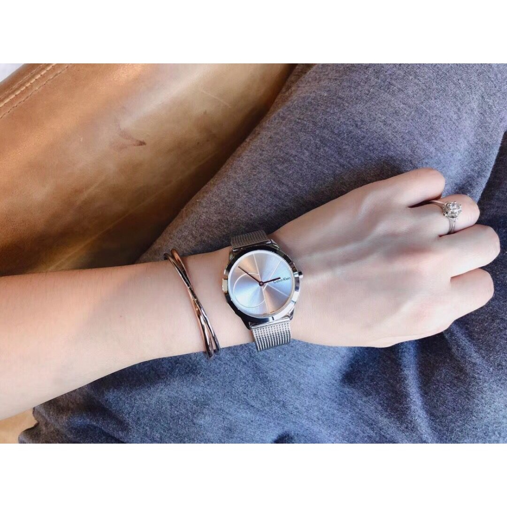 CalvinKlein腕錶 瑞士CK手錶 Minimal系列 簡約時尚休閒石英錶 編織鋼鏈情侶錶 男錶女錶K3M2112-細節圖5