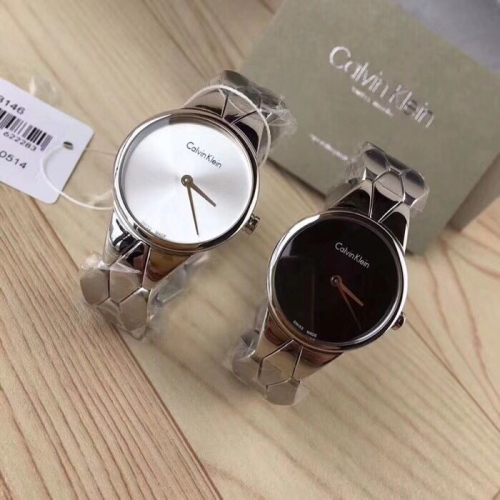 CalvinKlein手錶 腕錶 CK手錶 SNAKE系列石英錶 女生鋼鏈黑面白面銀色手鏈款女錶K6E23141 46
