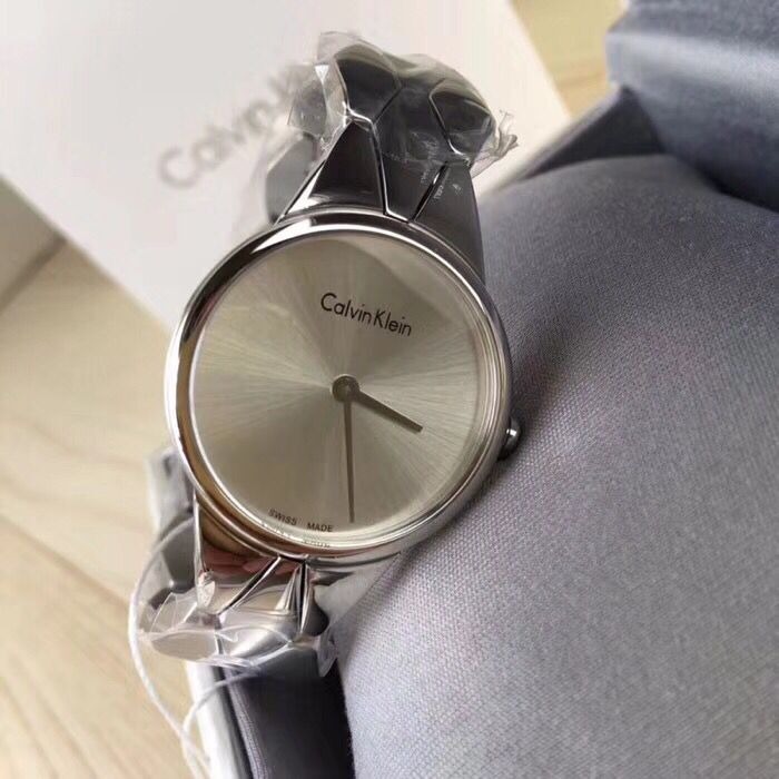 CalvinKlein手錶 腕錶 CK手錶 SNAKE系列石英錶 女生鋼鏈黑面白面銀色手鏈款女錶K6E23141 46-細節圖3