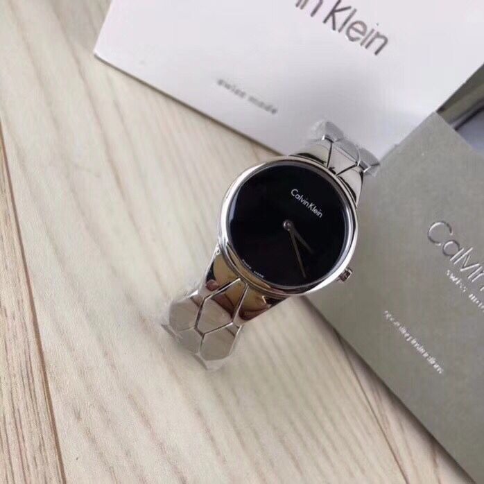 CalvinKlein手錶 腕錶 CK手錶 SNAKE系列石英錶 女生鋼鏈黑面白面銀色手鏈款女錶K6E23141 46-細節圖4
