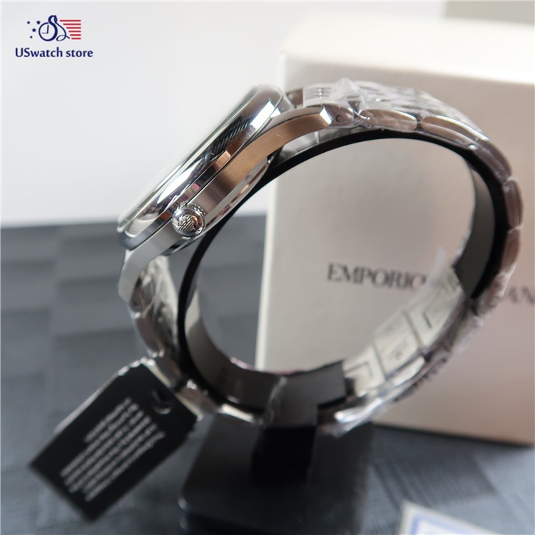 阿曼尼手錶 ARMANI手錶 男生腕錶 鏤空自動機械錶 男士休閒高檔不鏽鋼鏈手錶 阿瑪尼商務銀色男錶AR1945-細節圖8