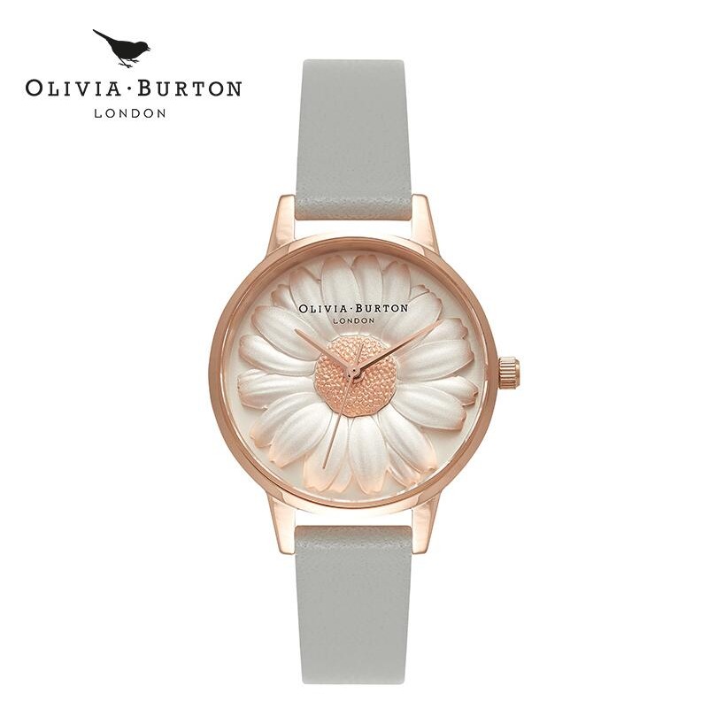 Olivia Burton手錶 女生腕錶 英國品牌OB手錶 小雏菊圓形皮帶石英錶 花朵設計個色時尚潮流女錶 精品錶-細節圖3