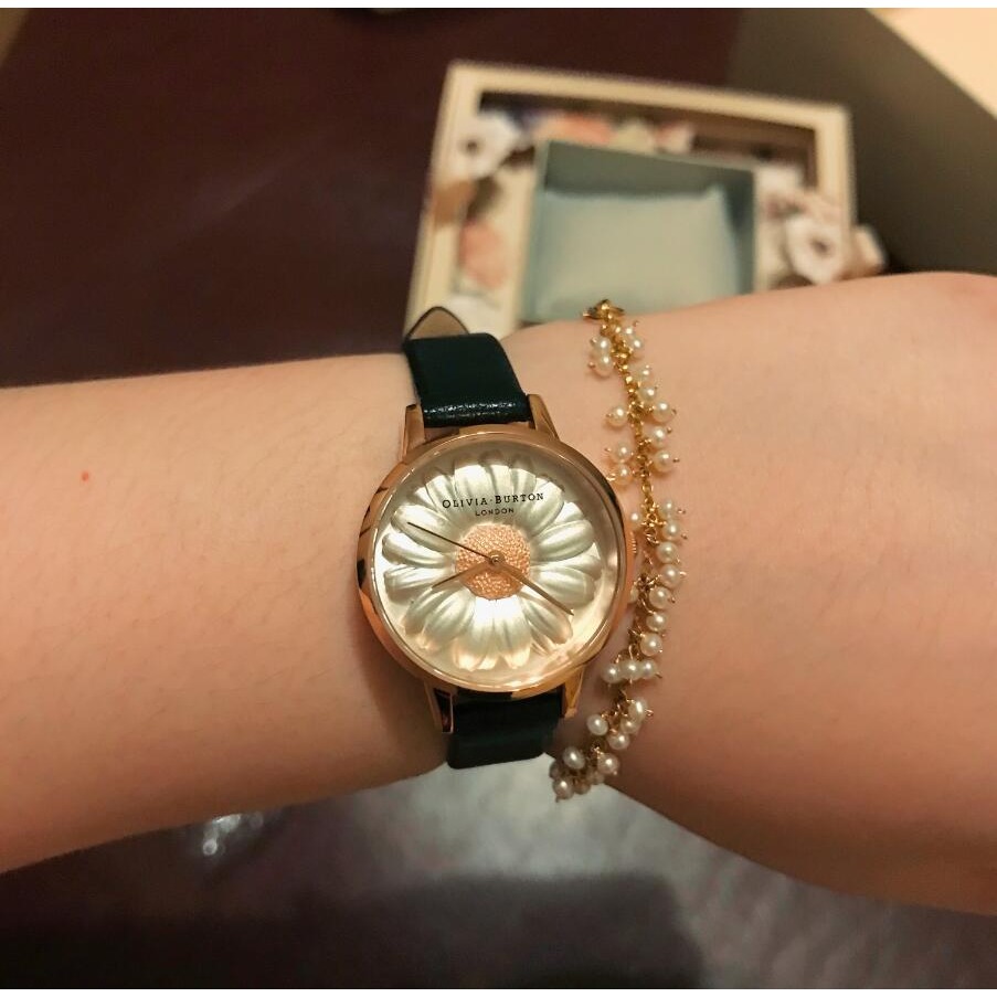 Olivia Burton手錶 女生腕錶 英國品牌OB手錶 小雏菊圓形皮帶石英錶 花朵設計個色時尚潮流女錶 精品錶-細節圖8