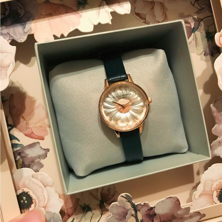 Olivia Burton手錶 女生腕錶 英國品牌OB手錶 小雏菊圓形皮帶石英錶 花朵設計個色時尚潮流女錶 精品錶-細節圖9
