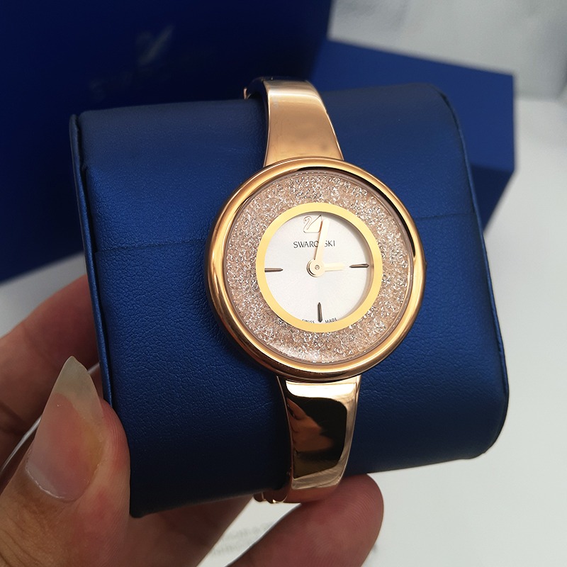 Swarovski手錶 施華洛世奇手錶女生手錶 手鐲手錶 滿天星水晶玫瑰金手鐲款女錶 時尚腕錶精品錶5269250-細節圖7
