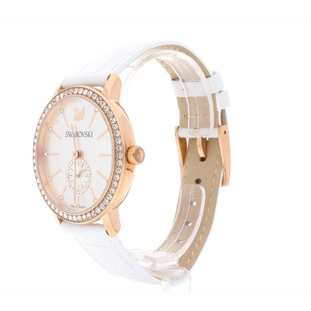 Swarovski施華洛世奇手錶 白色皮帶時尚復古女錶 鑲鑽真皮帶石英錶 女生精品錶5295386-細節圖9
