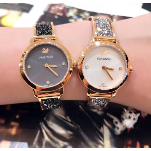 Swarovski手錶 女生手錶 手鐲手錶 施華洛世奇手錶 天鵝女錶 玫瑰金水鑽鋼鏈時尚潮流女生腕錶 石英錶精品錶